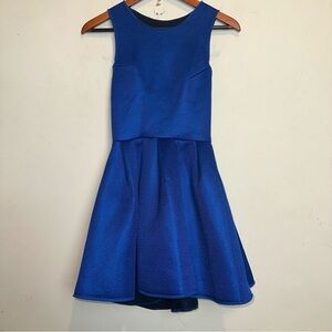 Issue New York Womens Small Royal Blue Waffle Cut Out Back Mini Dress Wedding